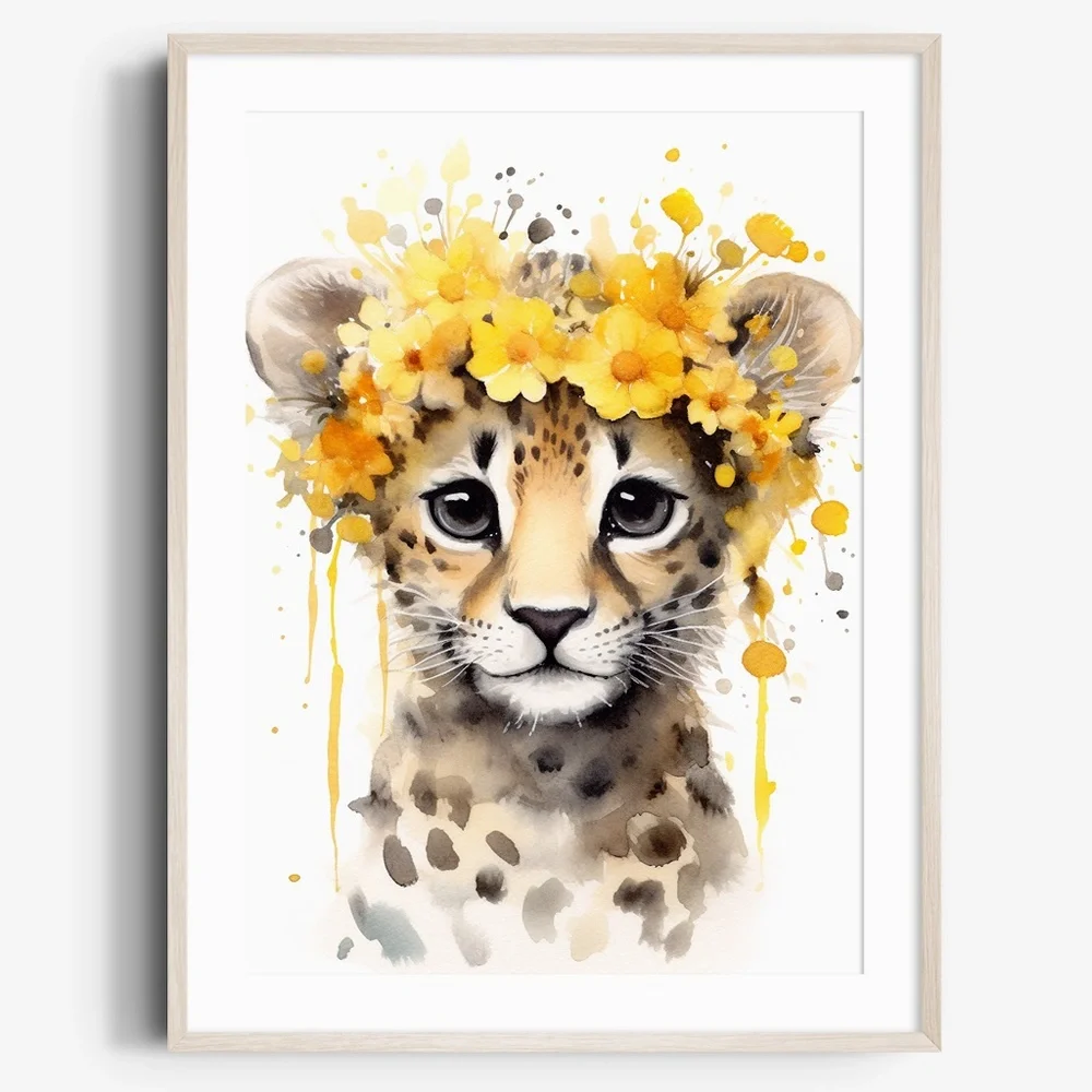 Watercolor Baby Leopard Portrait Wall Art Illustration Print Poster Unframed - Picture 1 of 6
